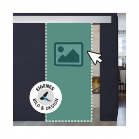 Individuelle Glasschiebetür mit Digitaldruck zum selbst gestalten.